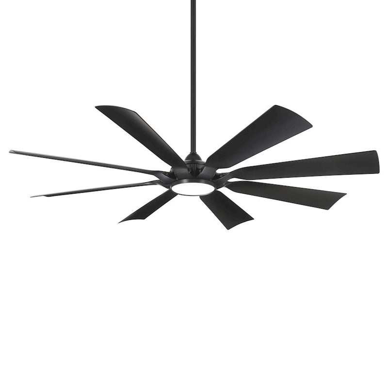 Minka Aire Future 65in LED Ceiling Fan | Modern Coal Metal and Etched Glass | Covered Patio & Outdoor Living | 65 x 65 x 14 in | Model F756L-CL