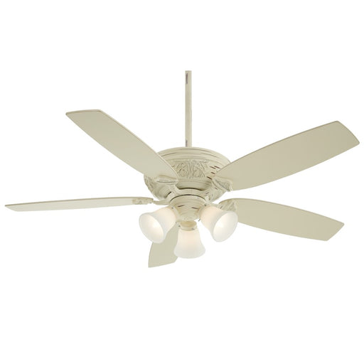 Minka Aire Classica LED 54in 5-Blade Ceiling Fan | Traditional Provencal Blanc and Frosted White Glass | Living Room & Dining Room | Model F759L-PBL