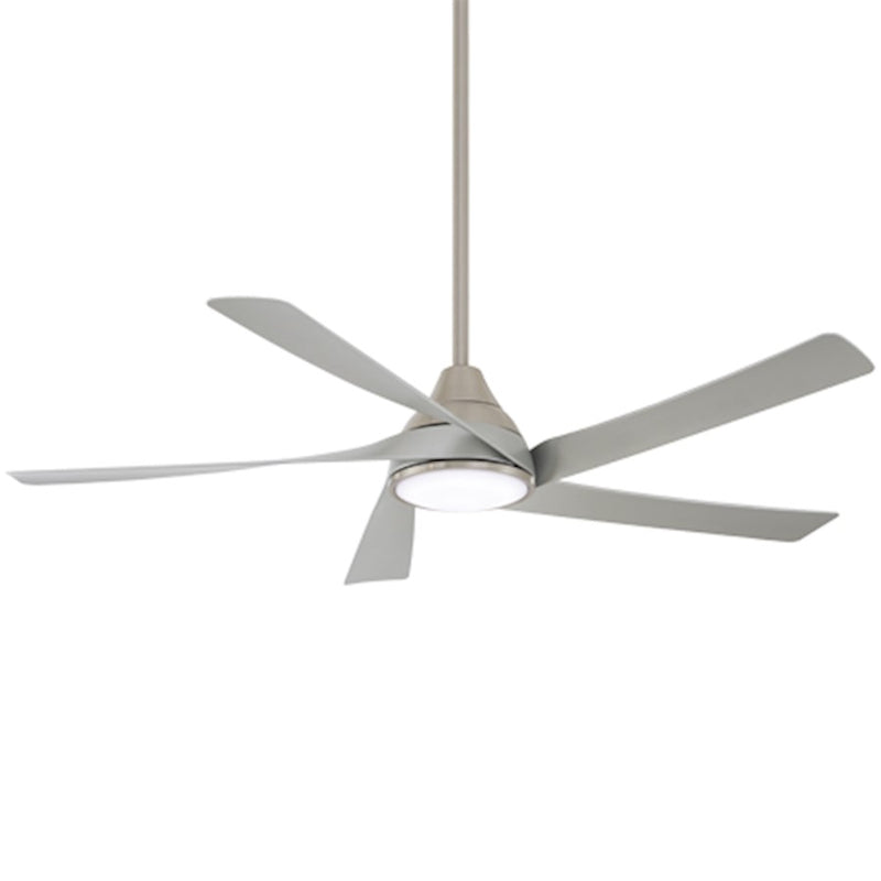 Minka Aire Transonic 56in LED Ceiling Fan | Contemporary Brushed Nickel and Silver Blades | Living Room & Bedroom | Model F765L-BN-SL
