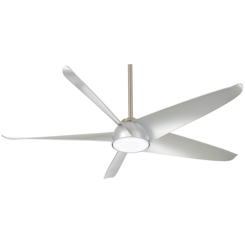 Minka Aire Ellipse 60in LED Ceiling Fan | Transitional Brushed Nickel and Silver Blades | Living Room & Bedroom | 60 x 60 x 13 in | Model F771L-BN-SL