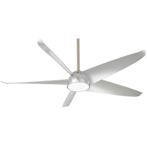 Minka Aire Ellipse 60in LED Ceiling Fan | Transitional Brushed Nickel and Silver Blades | Living Room & Bedroom | 60 x 60 x 13 in | Model F771L-BN-SL