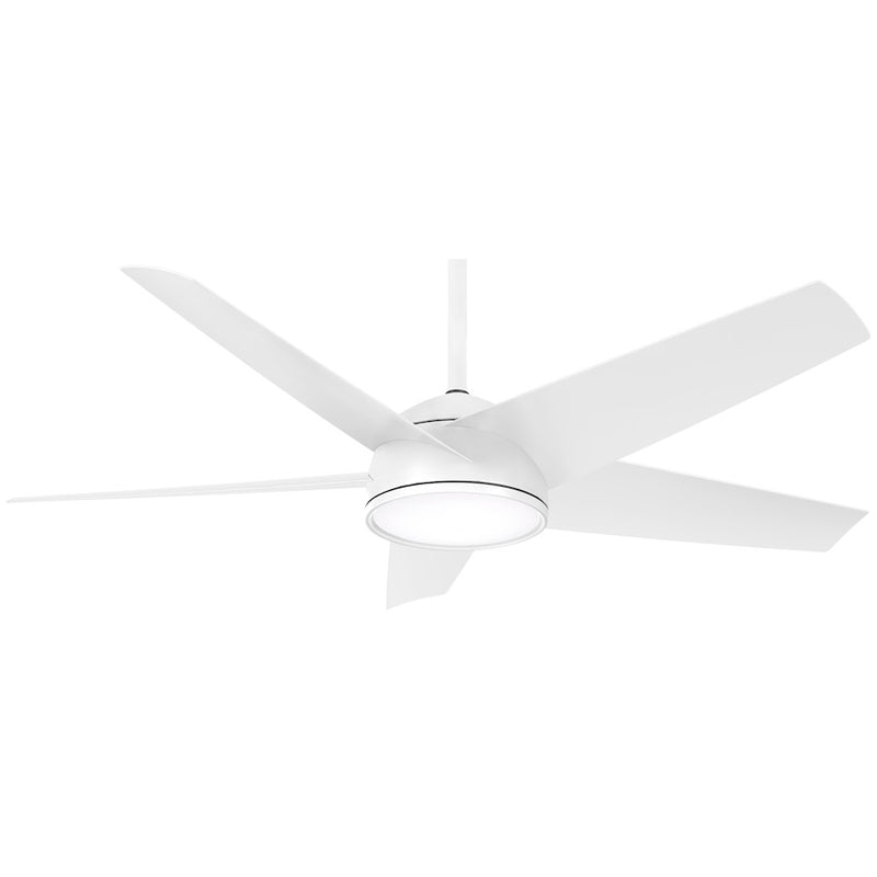 Minka Aire Chubby 58in Outdoor LED Ceiling Fan with WiFi | Flat White Finish and Etched Glass | Covered Patio & Outdoor Living | Model F781L-WHF