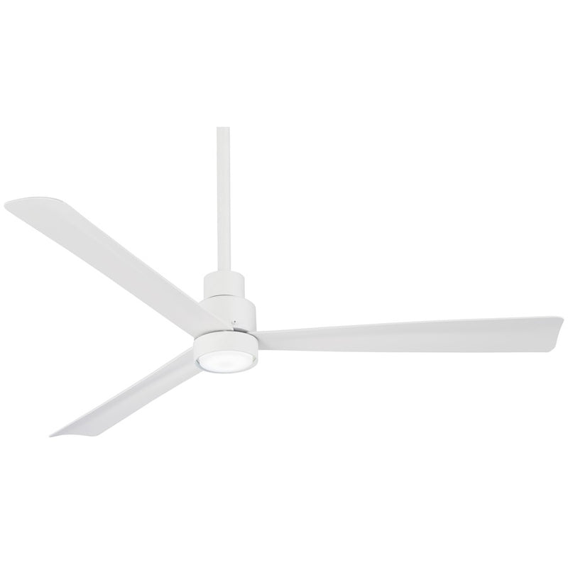 Minka Aire Simple 44in LED Ceiling Fan | White Flat Finish, 3 Blades, DC Motor | Bedroom & Covered Patio | 44 x 44 x 13 in | Model F786-WHF