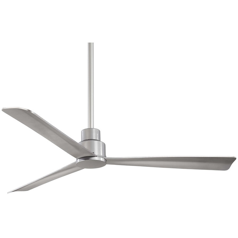 Minka Aire Simple 52in Outdoor Ceiling Fan | Contemporary Silver | Covered Patio & Porch | 52 x 52 x 10 in | Model F787-SL