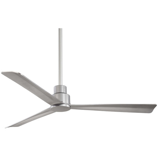 Minka Aire Simple 52in Outdoor Ceiling Fan | Contemporary Silver | Covered Patio & Porch | 52 x 52 x 10 in | Model F787-SL