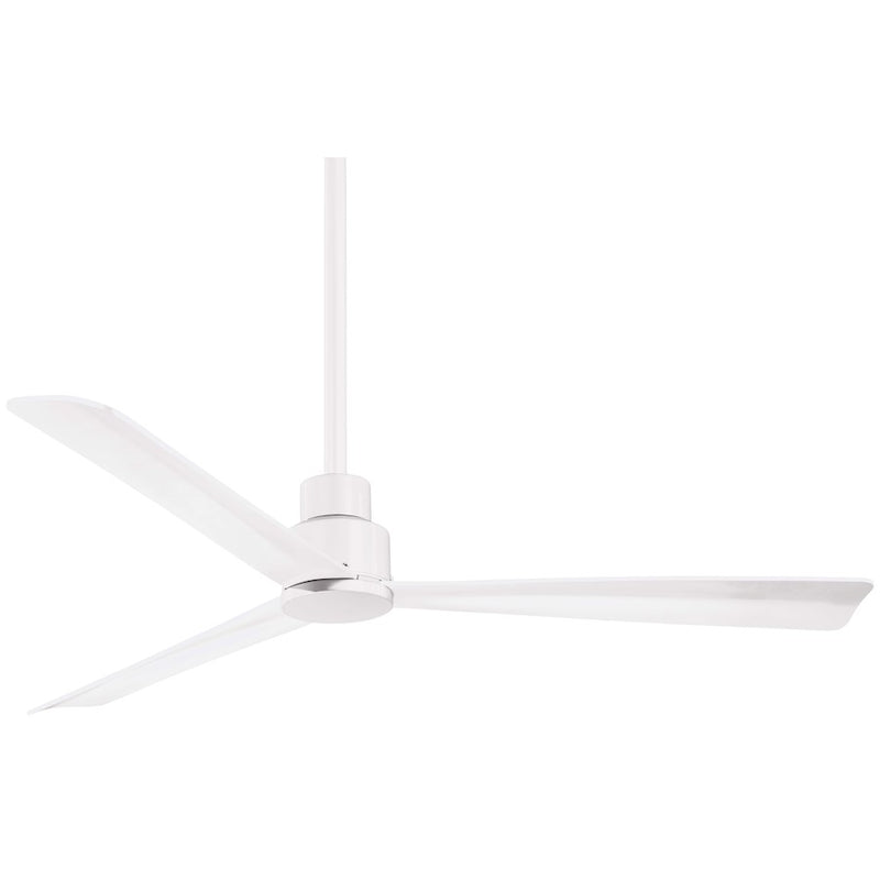 Minka Aire Simple 52in Outdoor Ceiling Fan | Flat White Contemporary | Covered Patio & Porch | 52 x 52 x 10 in | Model F787-WHF