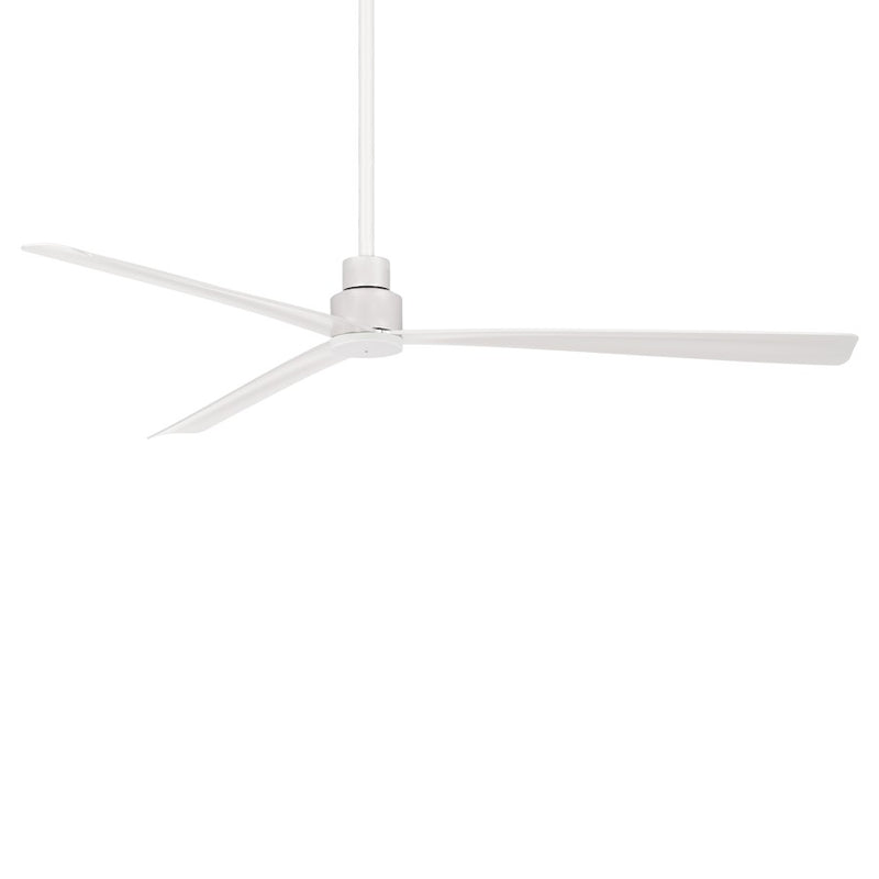 Minka Aire Simple 65in 3-Blade Ceiling Fan | Modern Flat White | Covered Patio & Outdoor Living | 12.75 in H | Model F789-WHF