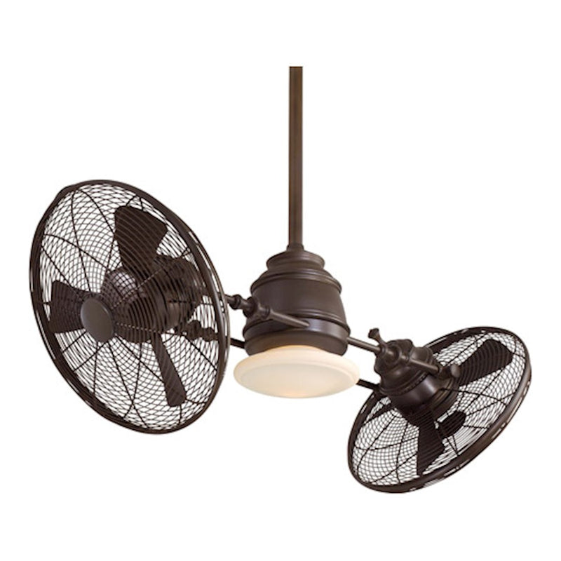 Minka Aire Vintage Gyro LED 42in Ceiling Fan | Industrial Oil Rubbed Bronze and Tinted Opal | Living Room & Bedroom | Model F802L-ORB