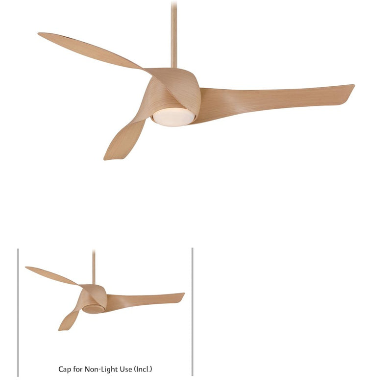 Minka Aire Artemis 58in LED Ceiling Fan | Transitional Maple Flying Vanes | Living Room & Bedroom | 58 x 58 x 13 in | Model F803L-MP