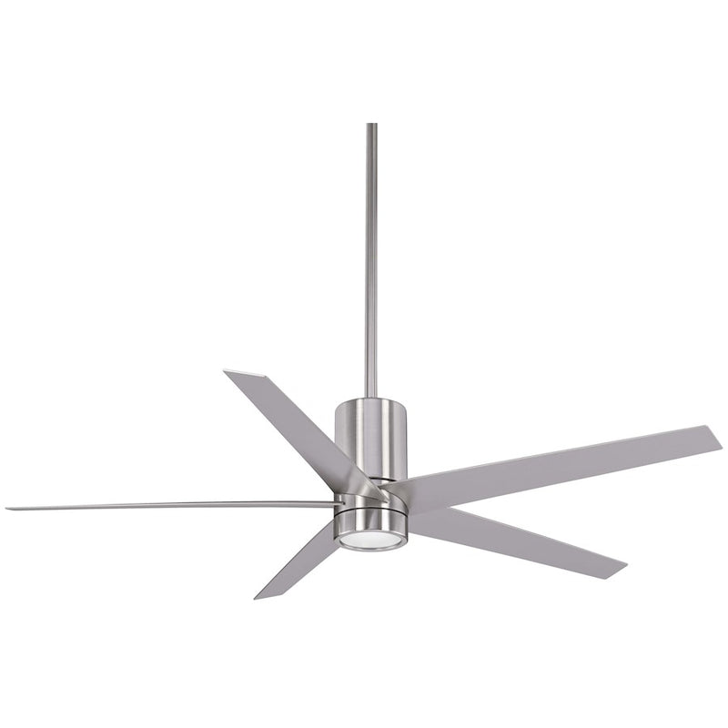 Minka Aire Symbio 56in LED Ceiling Fan | Contemporary Brushed Nickel | Living Room & Bedroom | 56 x 56 x 15 in | Model F828-BN