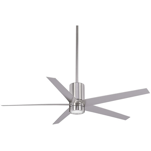 Minka Aire Symbio 56in LED Ceiling Fan | Contemporary Brushed Nickel | Living Room & Bedroom | 56 x 56 x 15 in | Model F828-BN