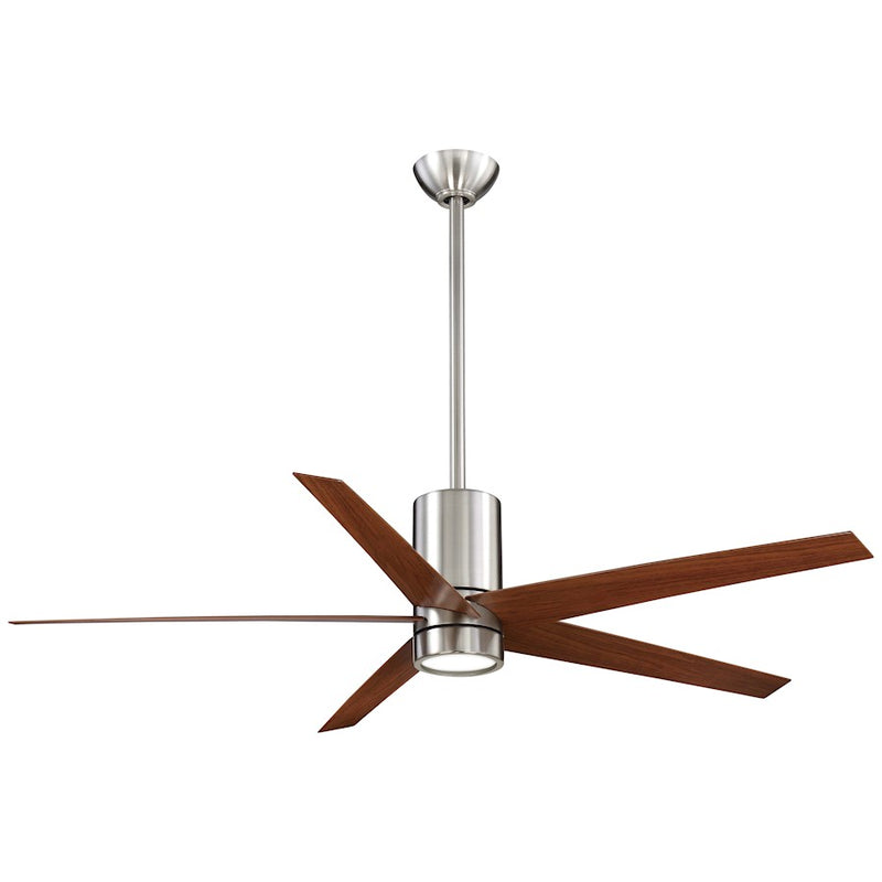 Minka Aire Symbio 56in LED Ceiling Fan | Brushed Nickel and Dark Walnut Contemporary | Living Room & Bedroom | 56 x 56 x 15 in | Model F828-BN-DW