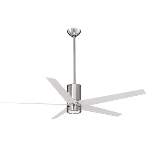 Minka Aire Symbio 56in LED Ceiling Fan | Brushed Nickel and White Contemporary | Living Room & Bedroom | 56 x 56 x 15 in | Model F828-BN-WH