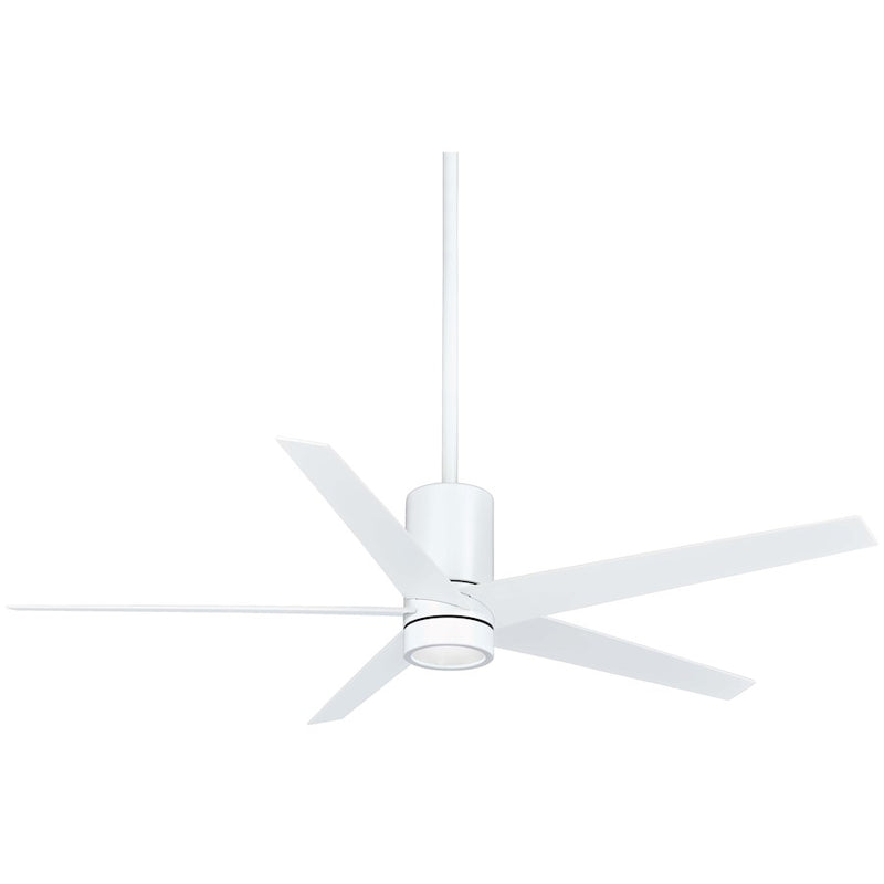 Minka Aire Symbio 56in LED Ceiling Fan | Flat White Contemporary | Living Room & Bedroom | 56 x 56 x 15 in | Model F828-WHF