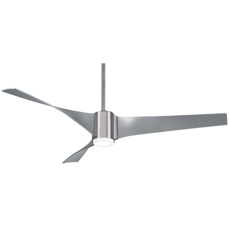 Minka Aire Triple 60in LED Ceiling Fan | Brushed Nickel and White Glass | Living Room & Bedroom | 60 x 60 x 15 in | Model F832L-BN-SL