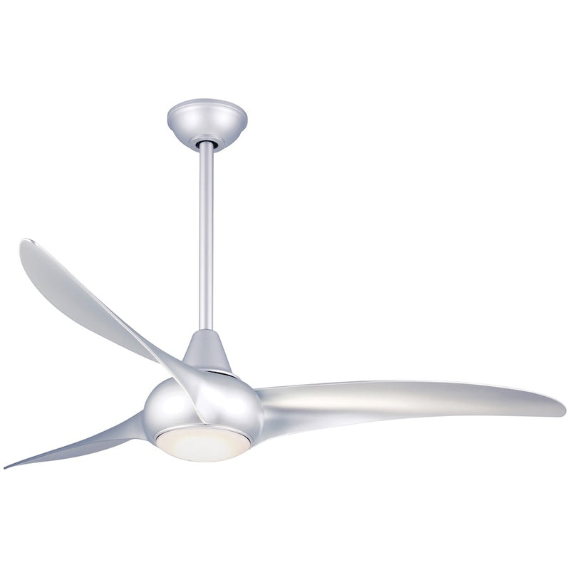 Minka Aire Light Wave 52in Ceiling Fan | Contemporary Silver Metal | Living Room & Bedroom | 52 x 52 x 13.75 in | Model F844-SL