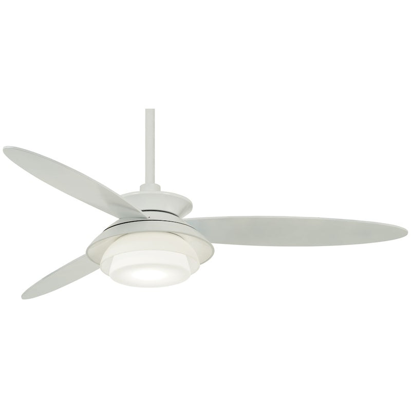 Minka Aire Stack 56in LED Ceiling Fan | Mid-Century Modern 3-Blade White with Integrated LED | Living Room & Bedroom | Model F849L-WH