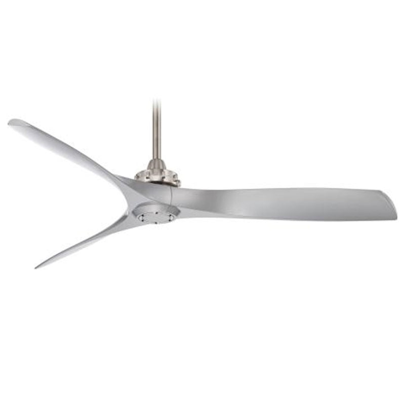 Minka Aire Aviation 60in Ceiling Fan | Industrial Brushed Nickel and Silver | Living Room & Bedroom | 60 x 60 x 12 in | Model F853-BN-SL