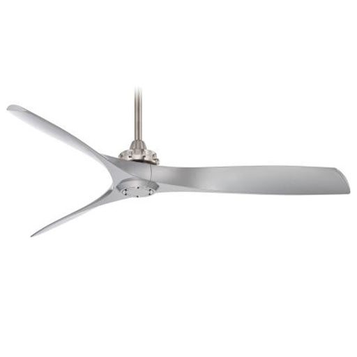 Minka Aire Aviation 60in Ceiling Fan | Industrial Brushed Nickel and Silver | Living Room & Bedroom | 60 x 60 x 12 in | Model F853-BN-SL