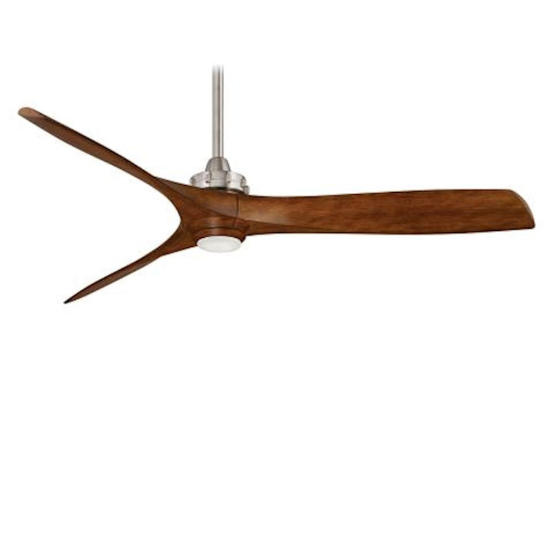 Minka Aire Aviation 60in LED Ceiling Fan | Brushed Nickel/Distressed K | Living Room & Bedroom | 60 x 60 x 13 in | Model F853L-BN-DK