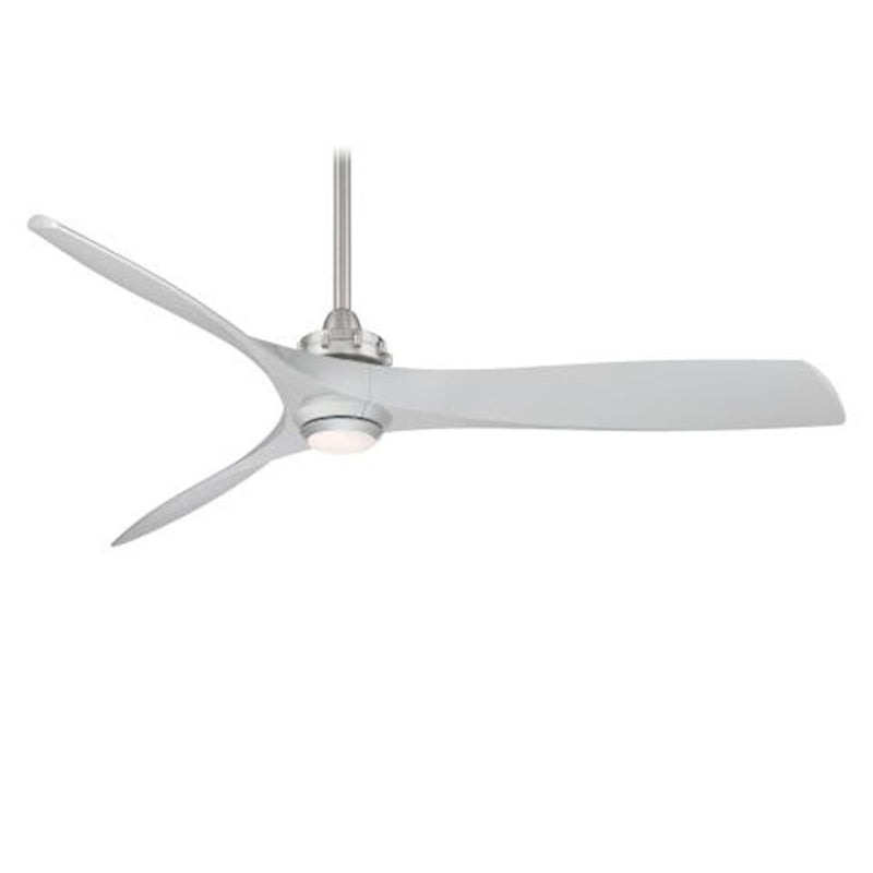 Minka Aire Aviation LED 60in Ceiling Fan | Transitional Brushed Nickel and Silver | Living Room & Bedroom | 60 x 60 x 13 in | Model F853L-BN-SL
