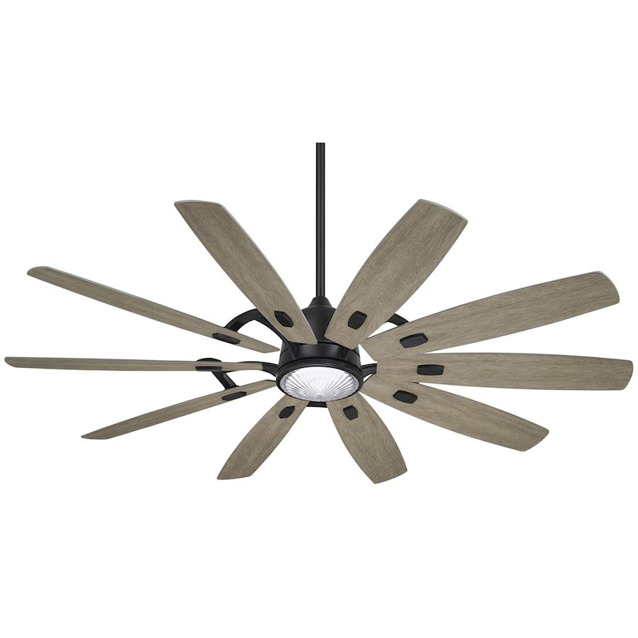Minka Aire Barn LED 65" Ceiling Fan, Coal/Clear Ribbed Glass