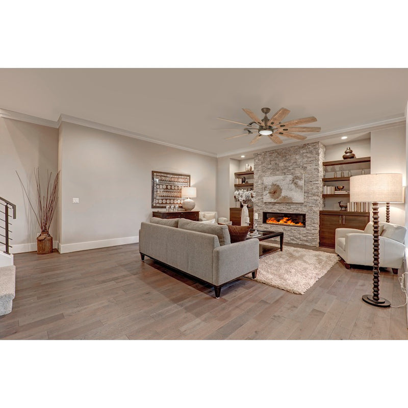 Minka Aire Barn 65in LED Ceiling Fan | Barnwood Finish | Great Room & Living Room | 65 x 65 x 22 in | Model F864L-HBZ