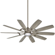 Minka Aire Barn 65in Ceiling Fan with LED Light | Industrial Flat White and Savannah Gray | Bedroom & Living Room | Model F864L-WHF-SVG