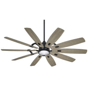 Minka Aire Barn 65in Ceiling Fan with LED Light | Industrial Flat White and Savannah Gray | Bedroom & Living Room | Model F864L-WHF-SVG
