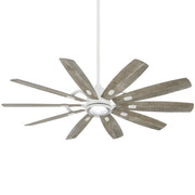 Minka Aire Barn 65in Ceiling Fan with LED Light | Industrial Flat White and Savannah Gray | Bedroom & Living Room | Model F864L-WHF-SVG