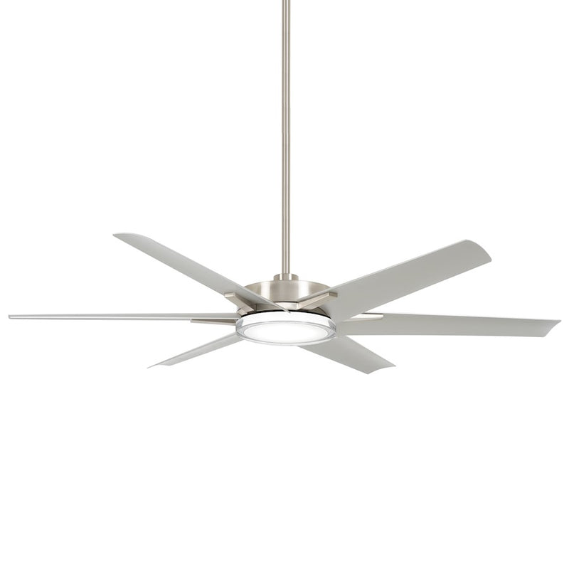 Minka Aire Deco 65in 6-Light Ceiling Fan with LED | Modern Brushed Nickel and Clear Acrylic | Covered Patio & Outdoor Living | Model F866L-BNW