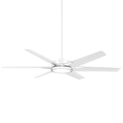 Minka Aire Deco 65in 6-Light Ceiling Fan with LED | Modern Flat White and Clear Acrylic | Covered Patio & Outdoor Living | 13.6 in H | Model F866L-WHF
