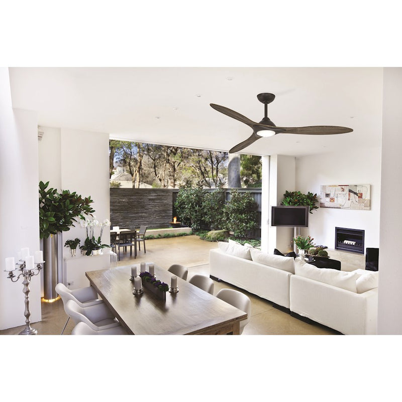 Minka Aire Sleek 60in LED Ceiling Fan | Contemporary Flat White Finish | Indoor Living Room & Bedroom | 60 x 60 x 13 in | Model F868L-WHF