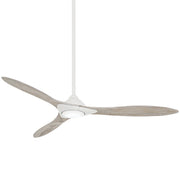 Minka Aire Sleek LED 60in Ceiling Fan | Contemporary Soft Brass and Flat White Blades | Living Room & Bedroom | Model F868L-SBR-WHF