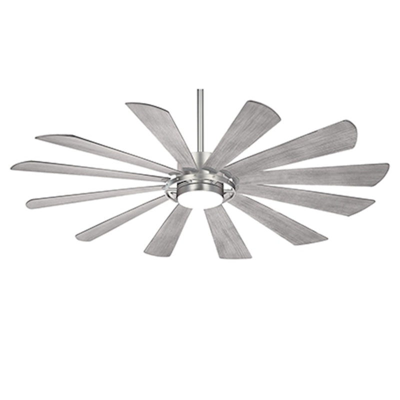 Minka Aire Windmolen 65in LED Ceiling Fan | Textured White Contemporary | Covered Patio & Indoor | 65 x 65 x 15 in | Model F870L-TW
