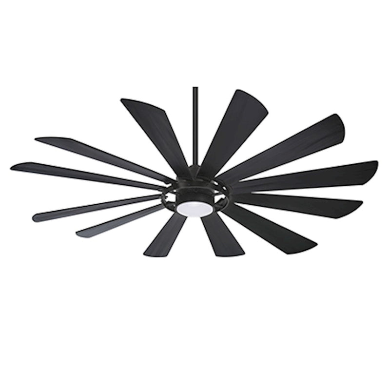 Minka Aire Windmolen 65in LED Ceiling Fan | Textured White Contemporary | Covered Patio & Indoor | 65 x 65 x 15 in | Model F870L-TW