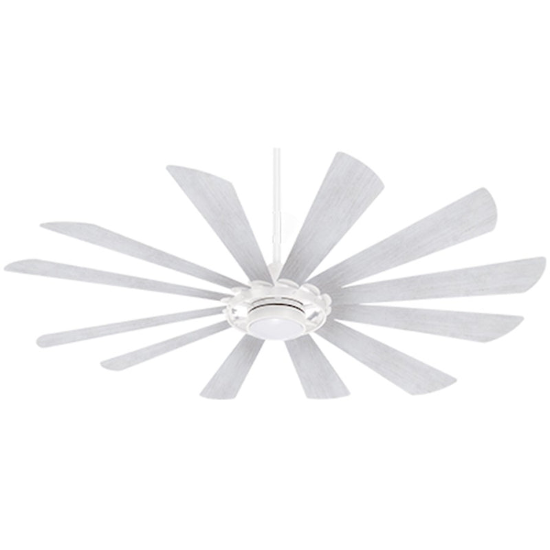 Minka Aire Windmolen 65in LED Ceiling Fan | Textured White Contemporary | Covered Patio & Indoor | 65 x 65 x 15 in | Model F870L-TW
