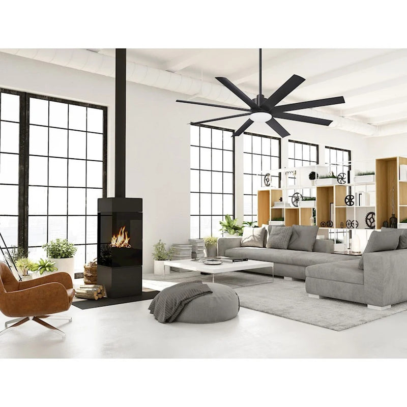 Minka Aire Slipstream 65in Ceiling Fan | Industrial Flat White | Indoor & Covered Patio | 65 x 65 x 14.75 in | Model F888L-WHF