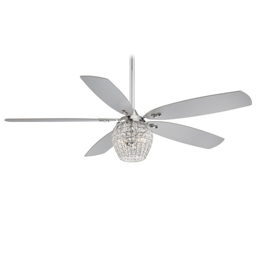 Minka Aire Bling LED 56in Ceiling Fan | Transitional Chrome | Living Room & Bedroom | 56 x 56 x 18 in | Model F902L-CH
