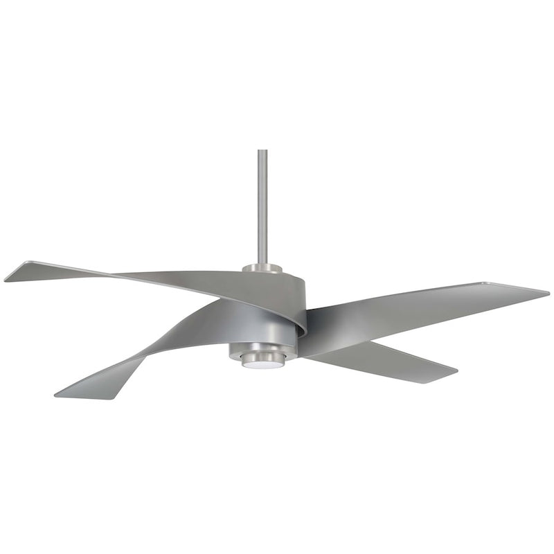 Minka Aire Artemis IV 64in LED Ceiling Fan | Contemporary Brushed Nickel and White Blades | Living Room & Bedroom | Model F903L-BN-SL