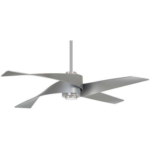 Minka Aire Artemis IV 64in LED Ceiling Fan | Contemporary Brushed Nickel and White Blades | Living Room & Bedroom | Model F903L-BN-SL