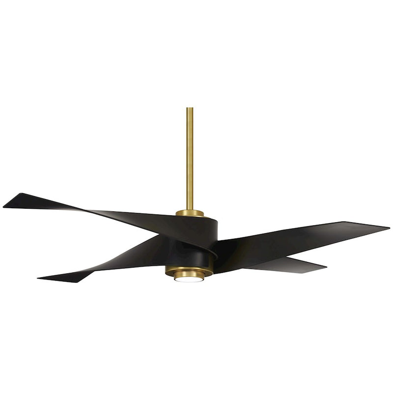 Minka Aire Artemis IV 64in LED Ceiling Fan | Satin Brushed Nickel & Matte Black Contemporary | Living Room & Bedroom | Model F903L-SBR-MBK
