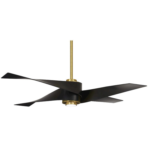Minka Aire Artemis IV 64in LED Ceiling Fan | Satin Brushed Nickel & Matte Black Contemporary | Living Room & Bedroom | Model F903L-SBR-MBK