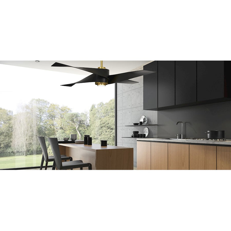 Minka Aire Artemis IV 64in LED Ceiling Fan | Satin Brushed Nickel & Matte Black Contemporary | Living Room & Bedroom | Model F903L-SBR-MBK