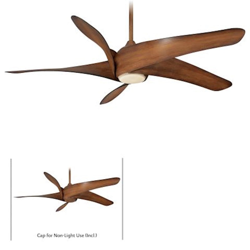 Minka Aire Artemis XL5 62in LED Ceiling Fan | Transitional Distressed Koa and White Blades | Covered Patio & Great Room | Model F905L-DK
