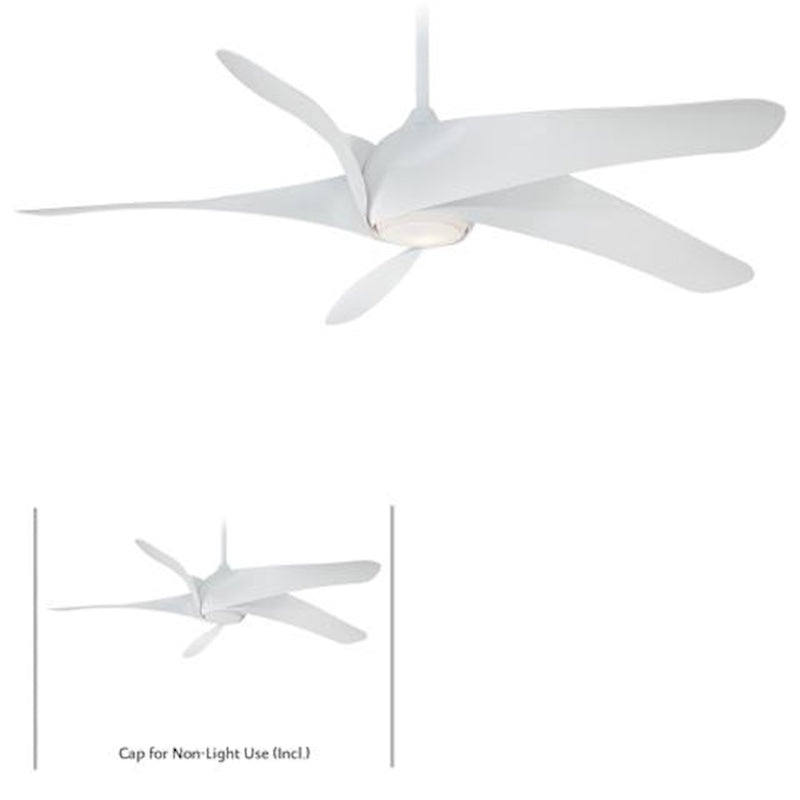 Minka Aire Artemis XL5 62in LED Ceiling Fan | Transitional White with Five Vanes | Covered Patio & Large Room | 62 x 62 x 13.75 in | Model F905L-WH