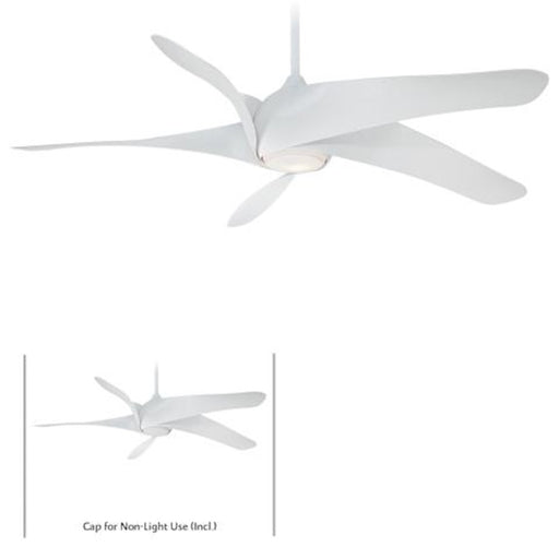 Minka Aire Artemis XL5 62in LED Ceiling Fan | Transitional White with Five Vanes | Covered Patio & Large Room | 62 x 62 x 13.75 in | Model F905L-WH