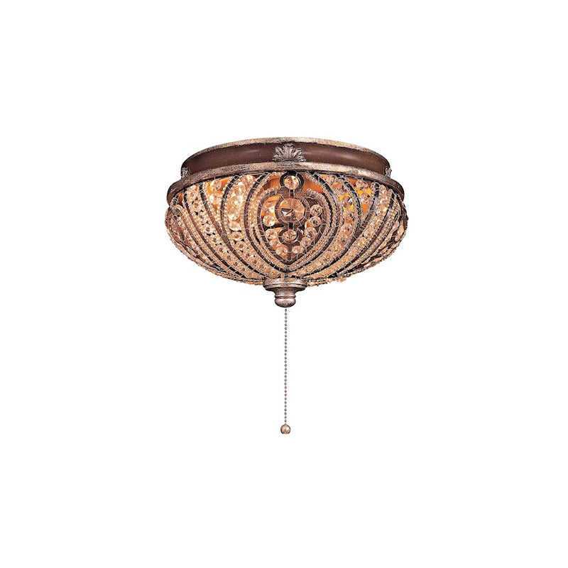 Minka Aire Universal 11in 2-Light Ceiling Fan Light Kit | Traditional Belcaro Walnut and Crystal | Dining Room & Living Room | Model K9500