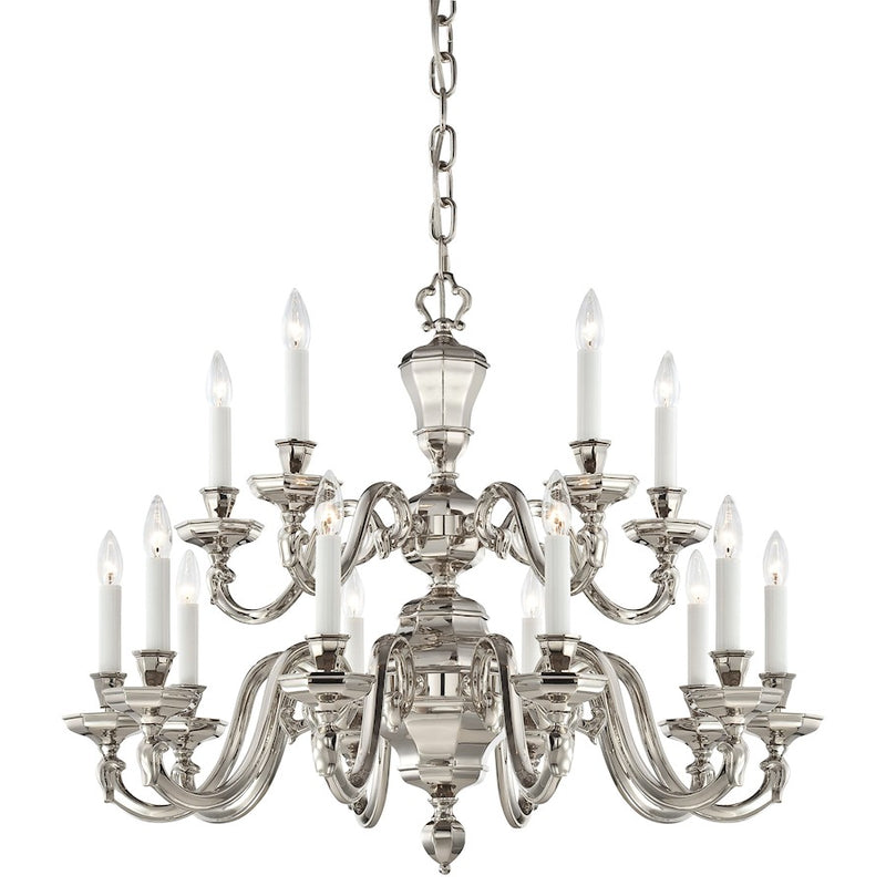 Metropolitan Lighting Casoria 33in 15-Light Chandelier | Traditional Polished Nickel | Dining Room & Living Room | 33 x 33 x 26 in | Model N1117-613