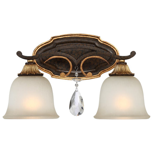 Metropolitan Lighting Chateau Nobles 2-Light Vanity Light | Traditional Raven Bronze and Sunburst Gold with Crystal | Bathroom & | Model N1462-652